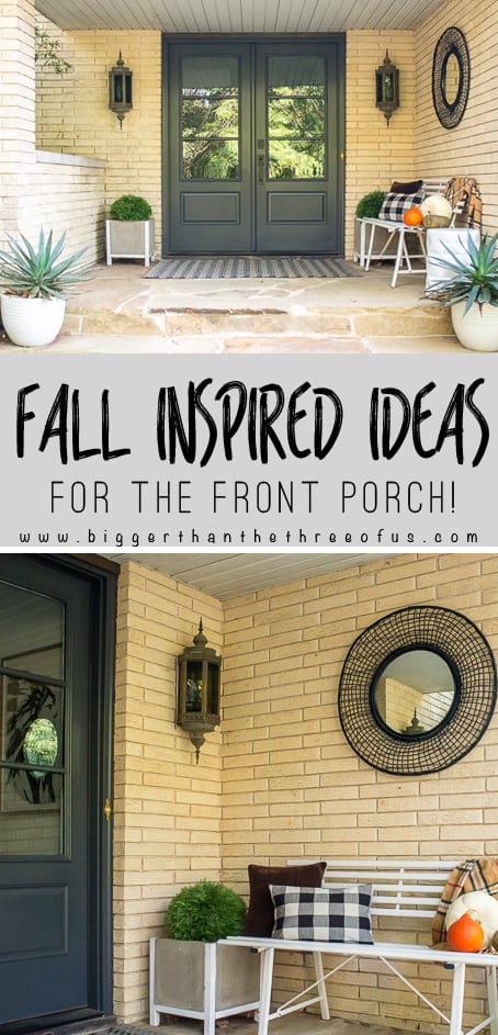 Fall Front Porch Ideas : I'm sharing how I'm giving my front porch a budget-friendly fall makeover. Come over to see my Fall Front Porch! #exterior #fall