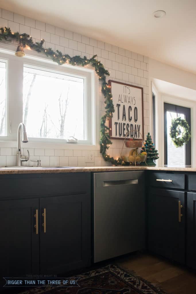 Taco Tuesday print in this Modern Home Tour decked out for Christmas.