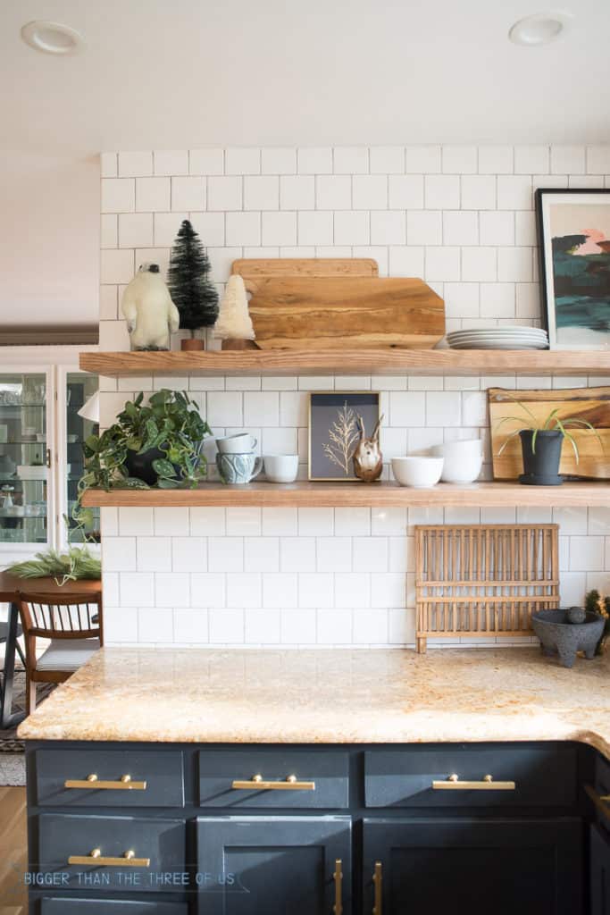 Styled shelves in kitchen