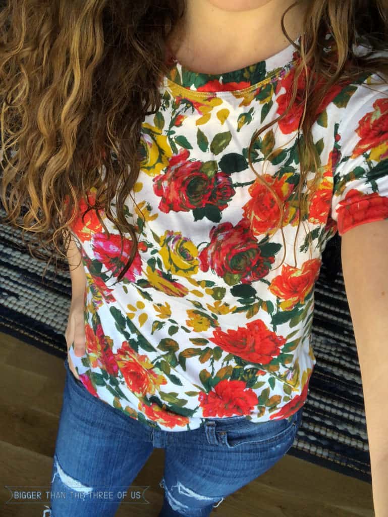 Spring floral teeshirt that fits a tall girl