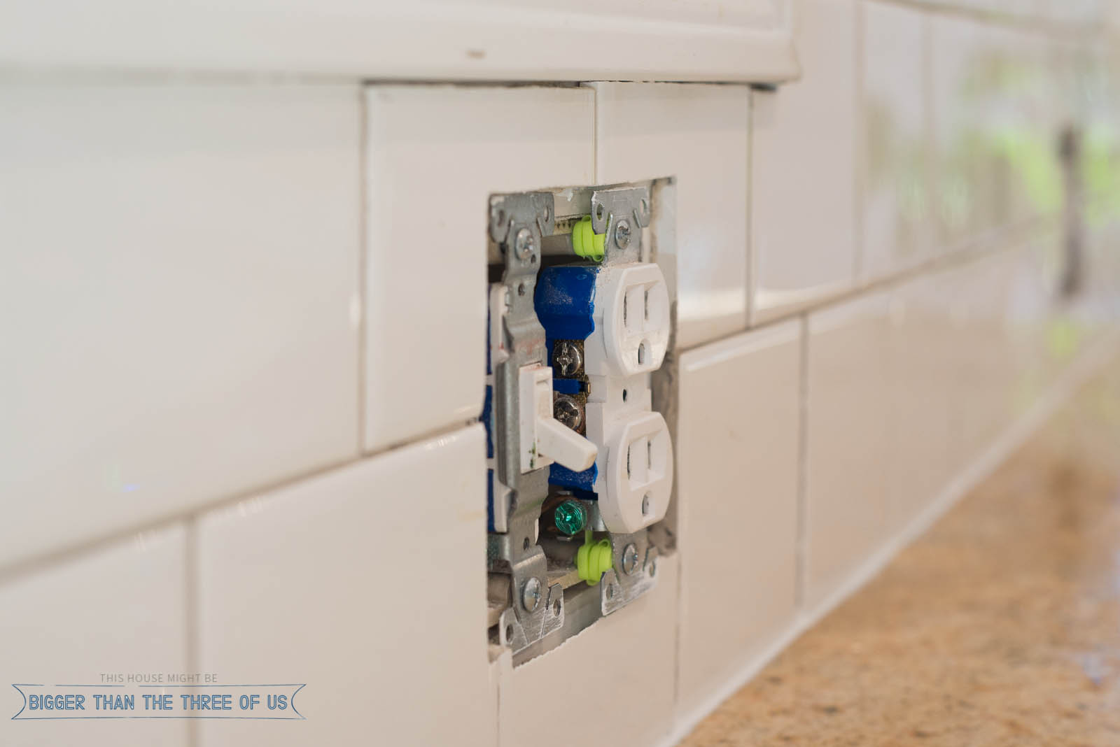Electrical extenders for tiled wall. 