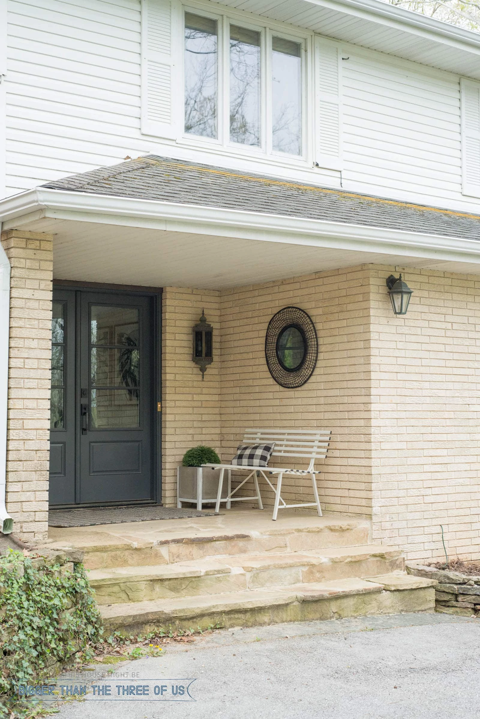 Budget friendly ideas for a modern front porch. BEFORE