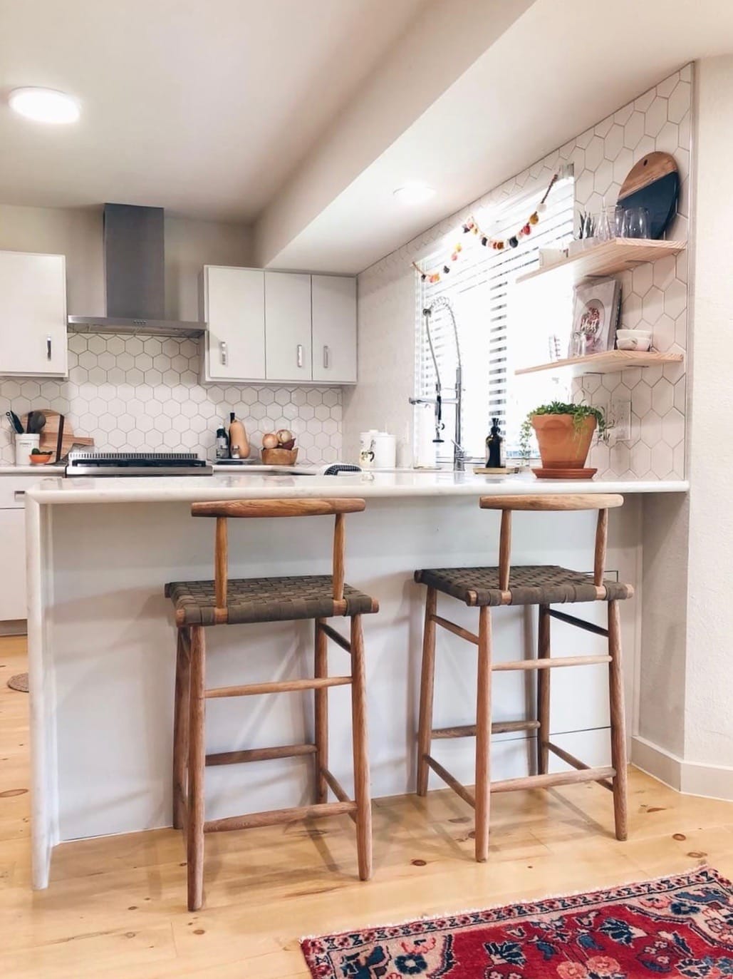 counter to lower shelf height and dimensions in kitchen with wood shelf