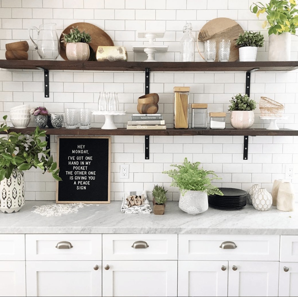 Height Of Floating Kitchen Shelves Bigger Than The Three Of Us