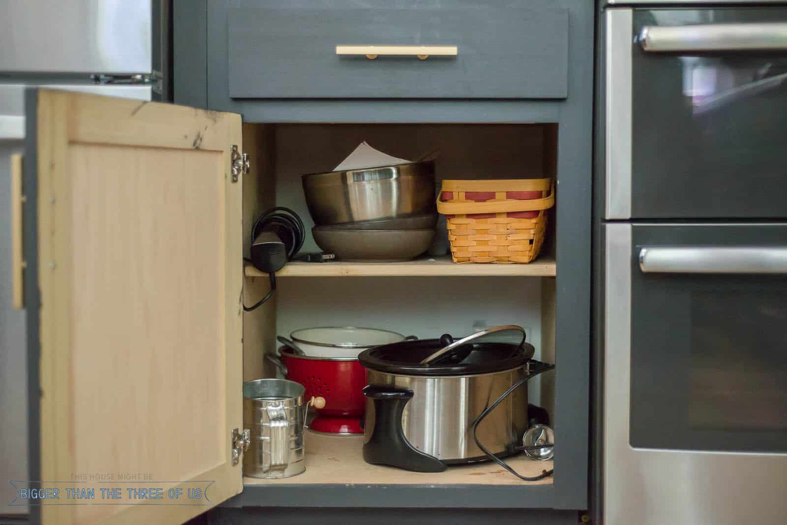 Pull Out Shelves Kitchen Organization - Bigger Than the Three of Us