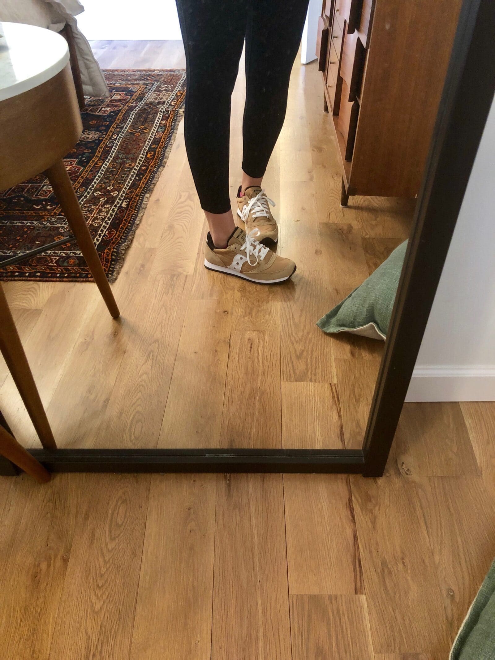 tennis shoes in mirror