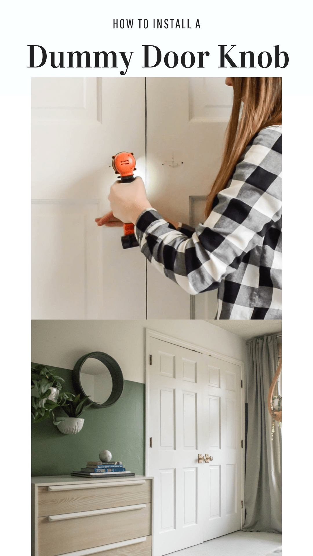 How to install a door knob showing taking off the closet door handles and installing a dummy door handle 