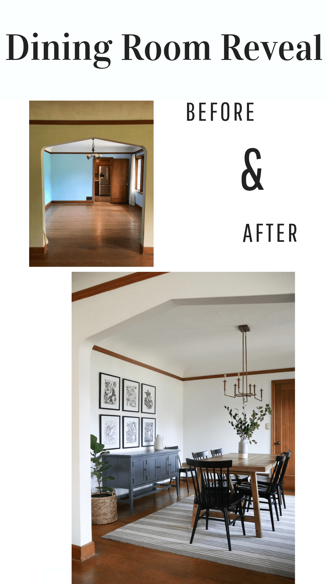 Before and after dining room 