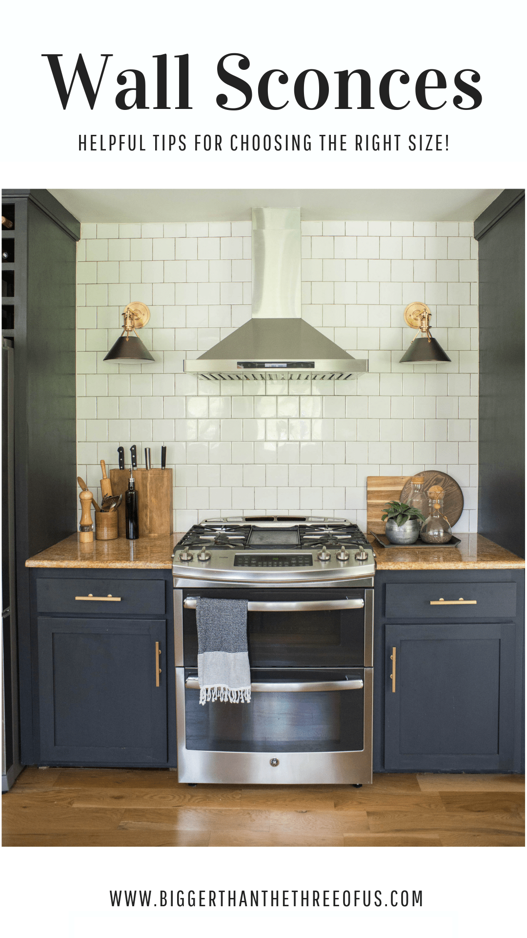 Kitchen wall sconces on tile wall 