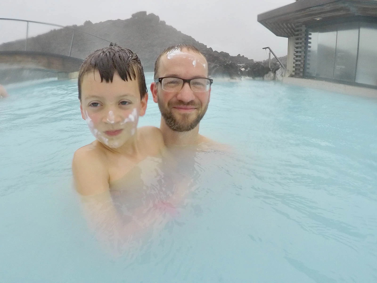 Blue lagoon with kids