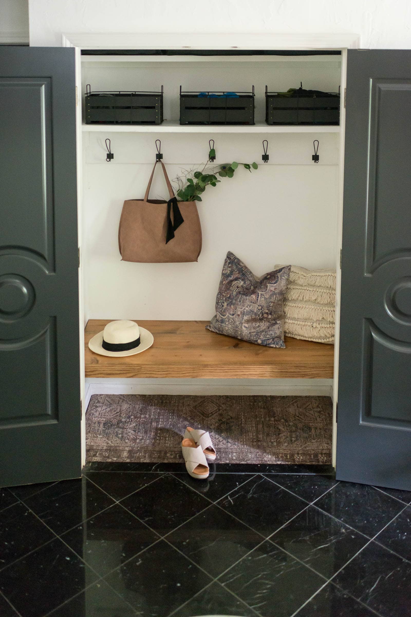 Entryway Coat Closet Makeover - Bigger Than the Three of Us