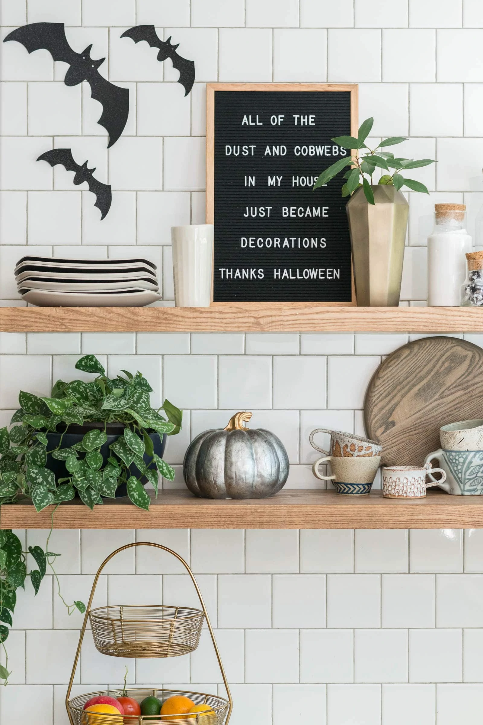 Halloween decorations in the kitchen