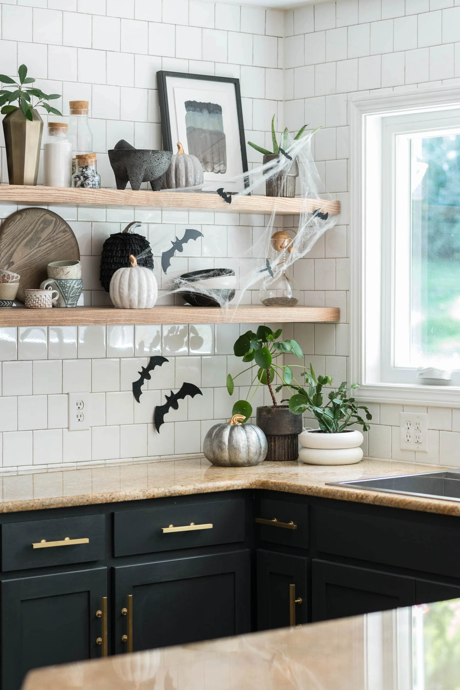 Halloween decorations in kitchen