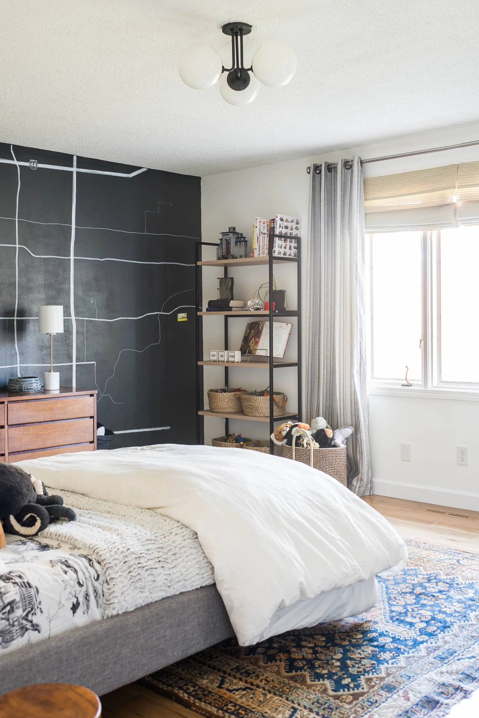 Boys bedroom with map wall