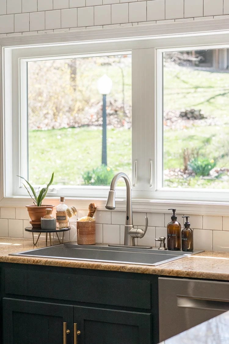 Simple home products around the kitchen sink