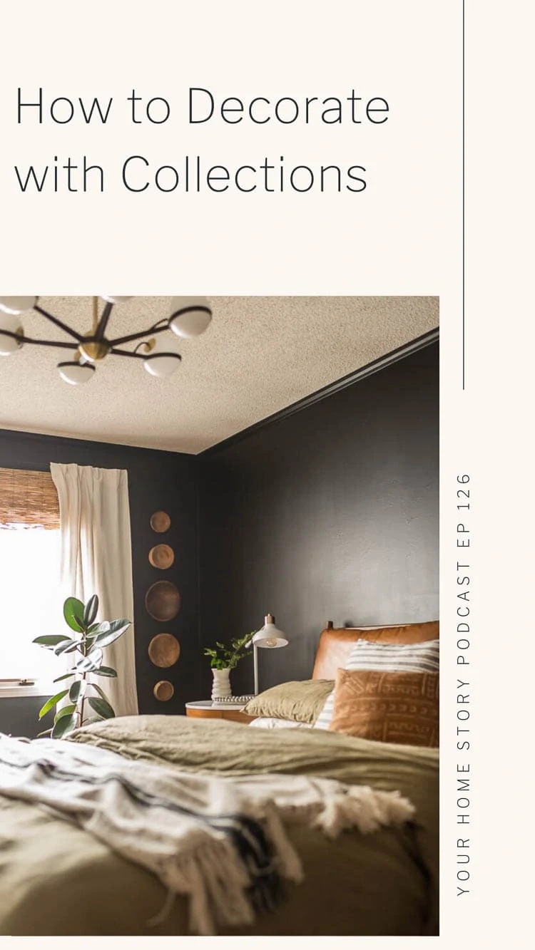 Decorating with collections featuring a black bedroom with wood bowls hung on the wall