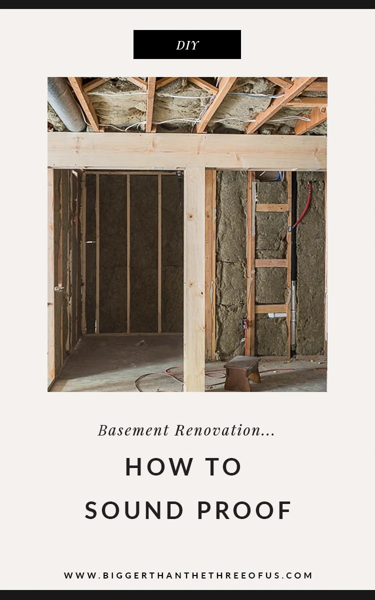 Soundproof ceiling: soundproofing a basement (sound dampening) showing insulation in floor joists and walls.