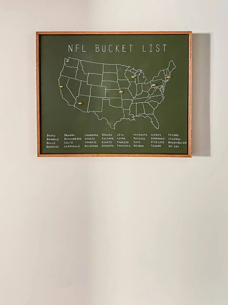 Canvas NFL Stadiums Map, USA Sports Map