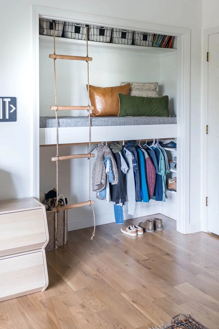 Showing cushion foam in closet loft which includes how to build the reading loft and where to buy padding foam