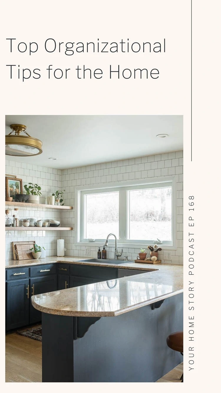 organizing rags in the kitchen drawer at home showing a kitchen with white tile and open shelving