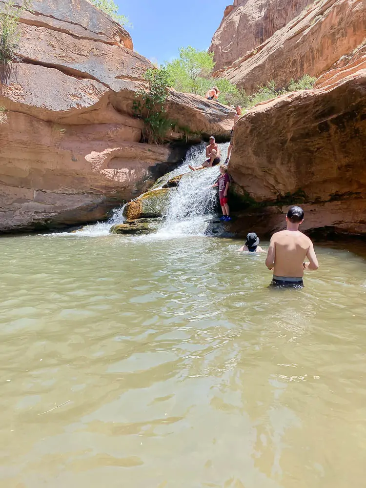 North Fork Falls in Moab Utah is a perfect swimming hole in Moab. 