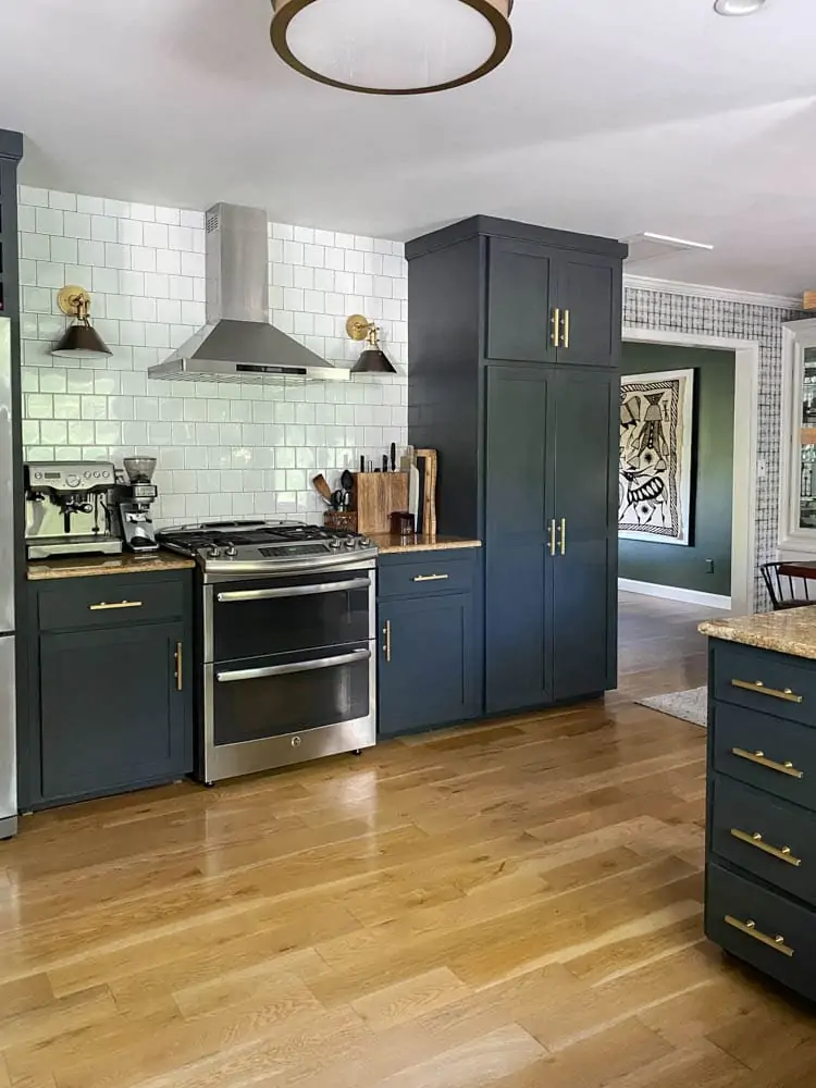 kitchen with dark cabinets 