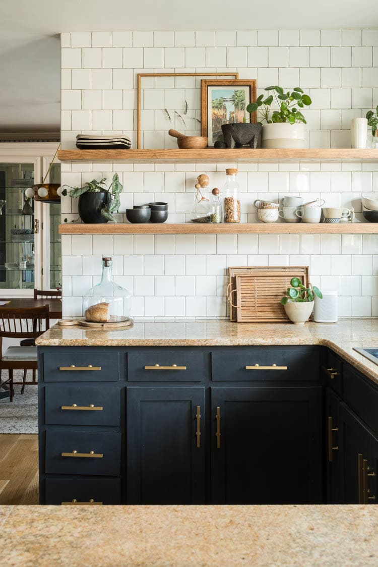 standard shelf heights for floating shelves in the kitchen. 