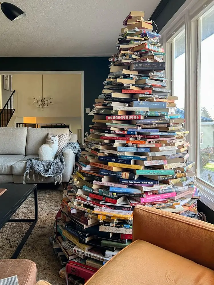 Stacked book Christmas tree