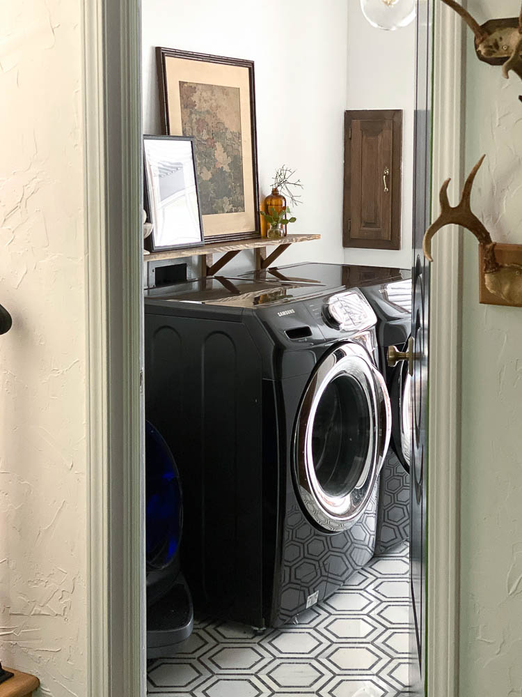 DIY washer and dryer shelf 