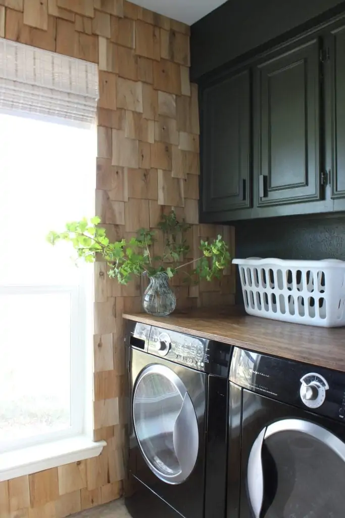 Cedar planks in laundry room 