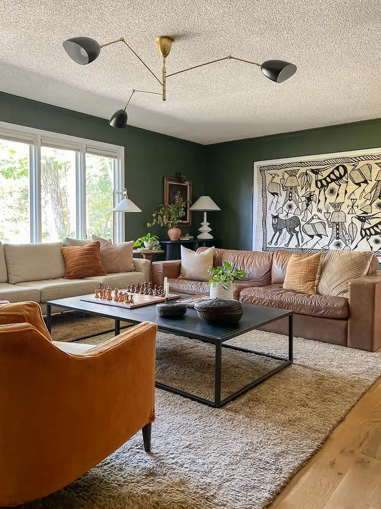 Green Living Room With Dark Paint