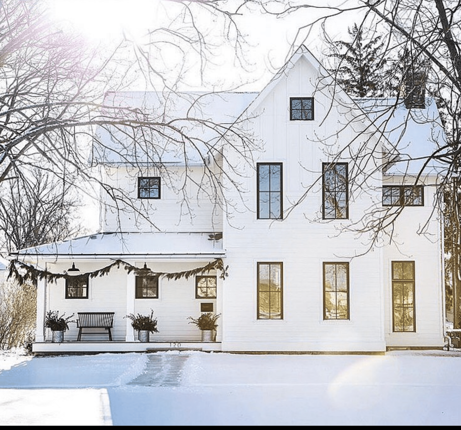 BLACK WINDOWS EXTERIOR ON FARMHOUSE
