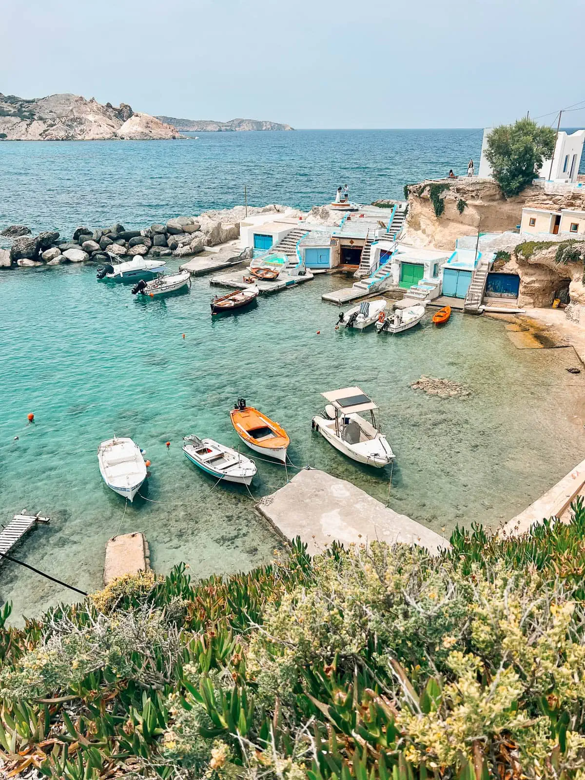 traditional fishing village in Milos Greece right next to Medusa's restaurant 