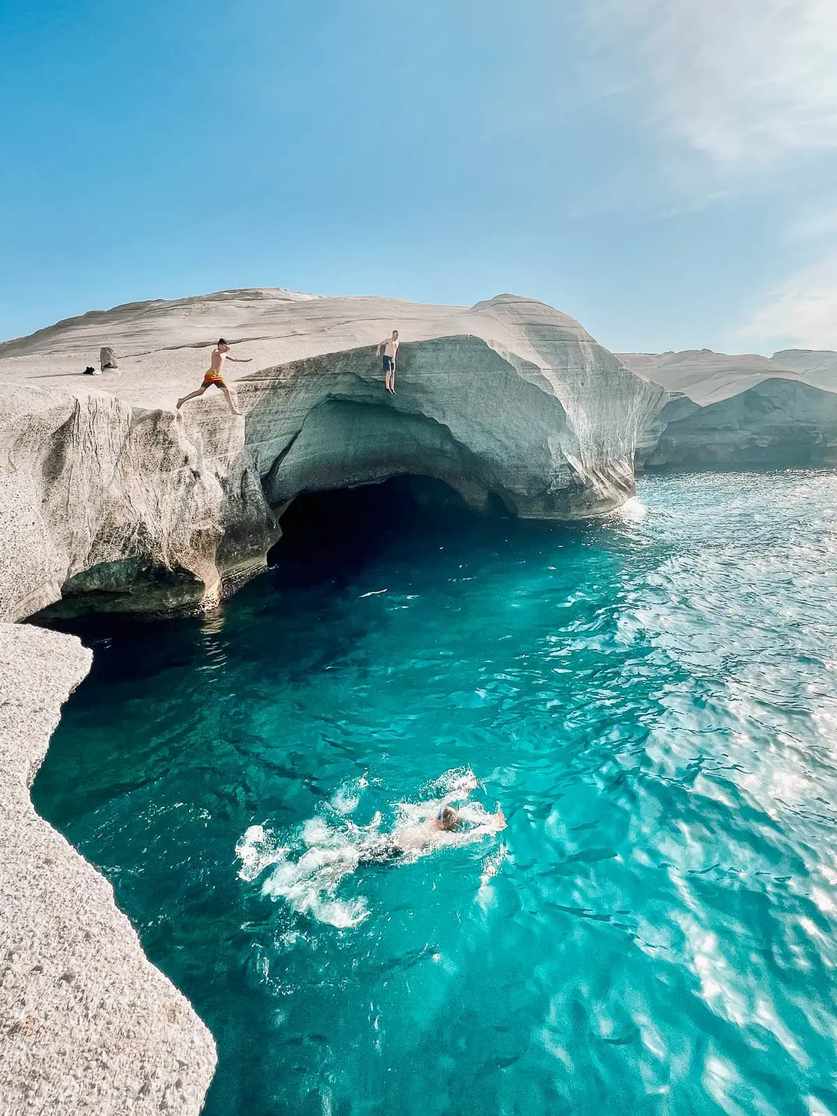 jumping at Sarakiniko Milos