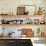kitchen shelves with floating shelf placement ideas