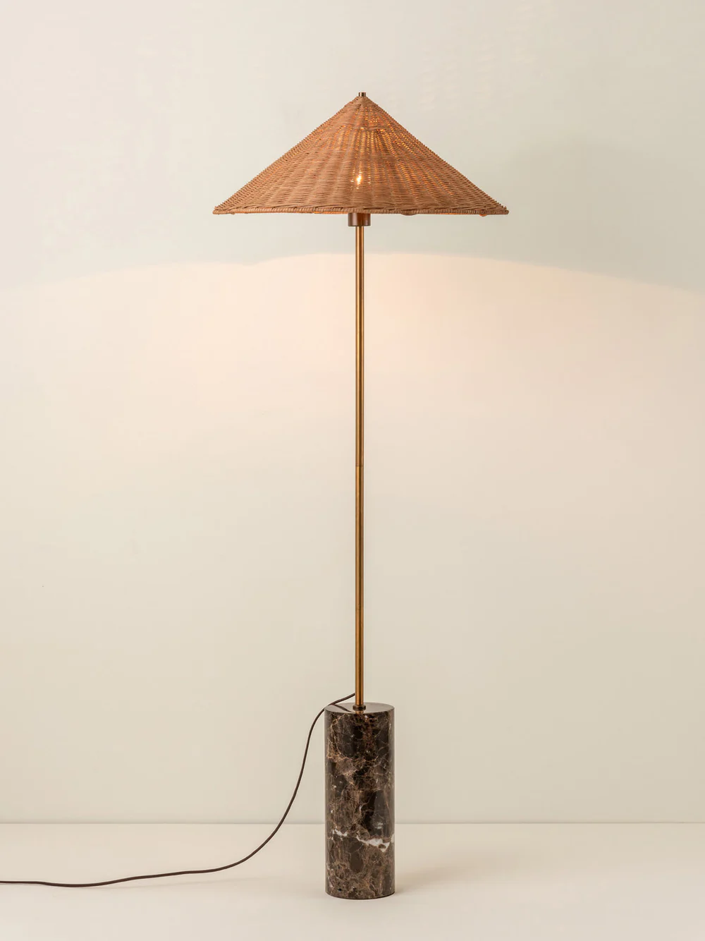 marble and wicker floor lamp 