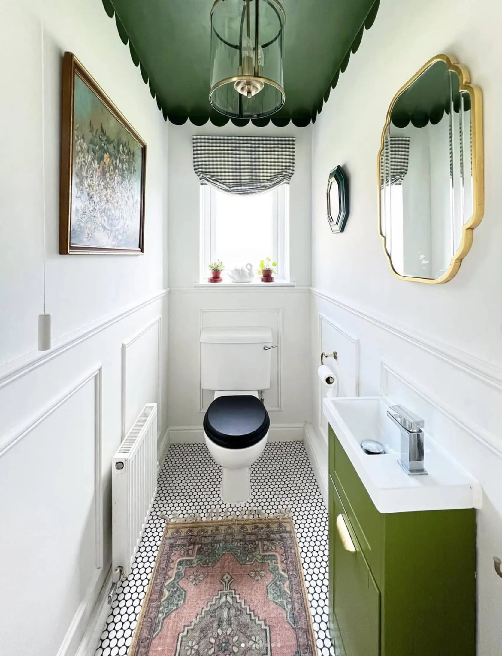scalloped painted walls and colored ceilings