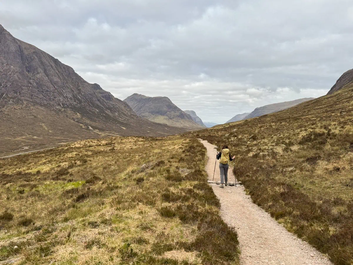 Walking the West Highland Way through Glencoe Mountain pass